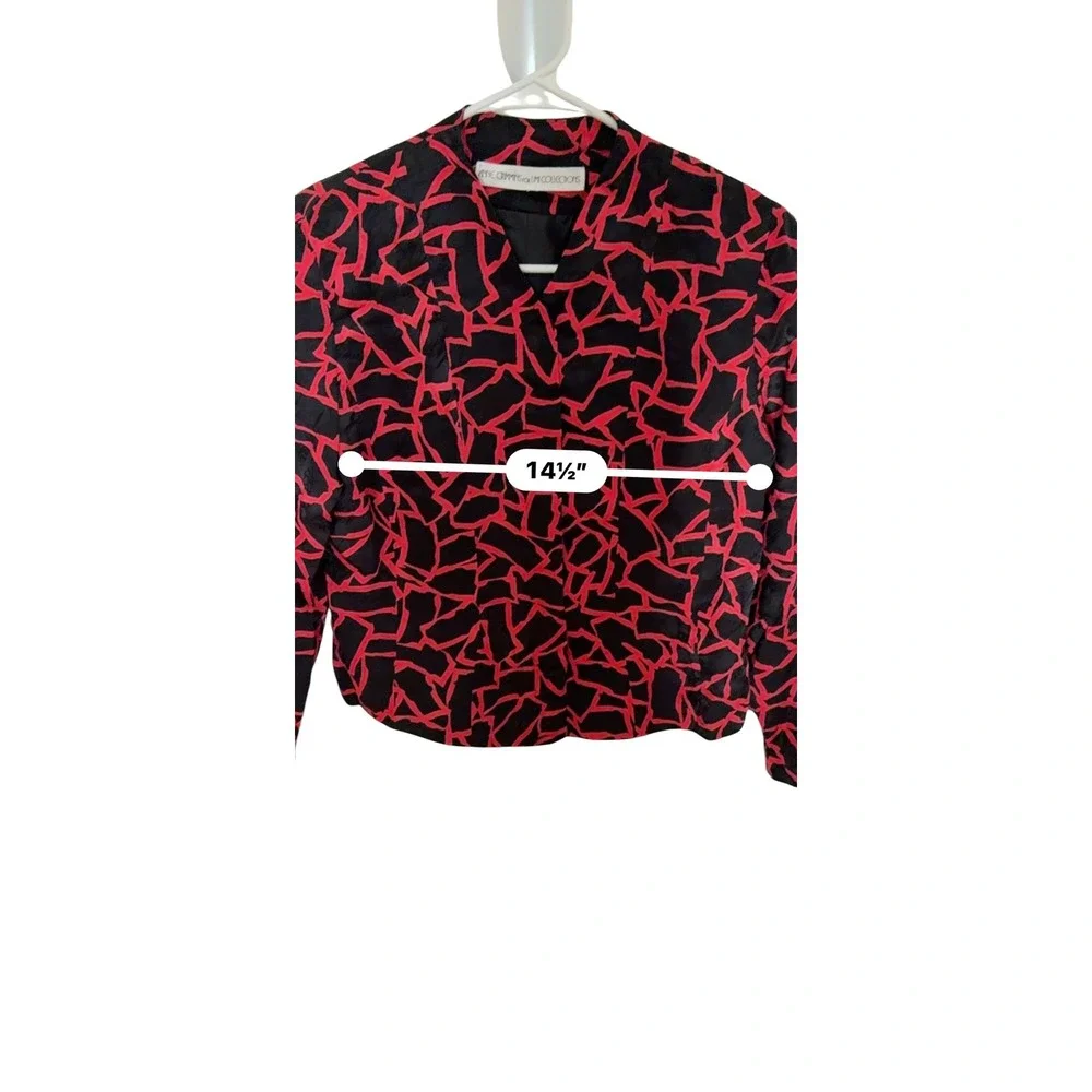 Anne Crimmins‎ for Umi Collections Red Black Silk Geometric Skirt Suit Set 10P